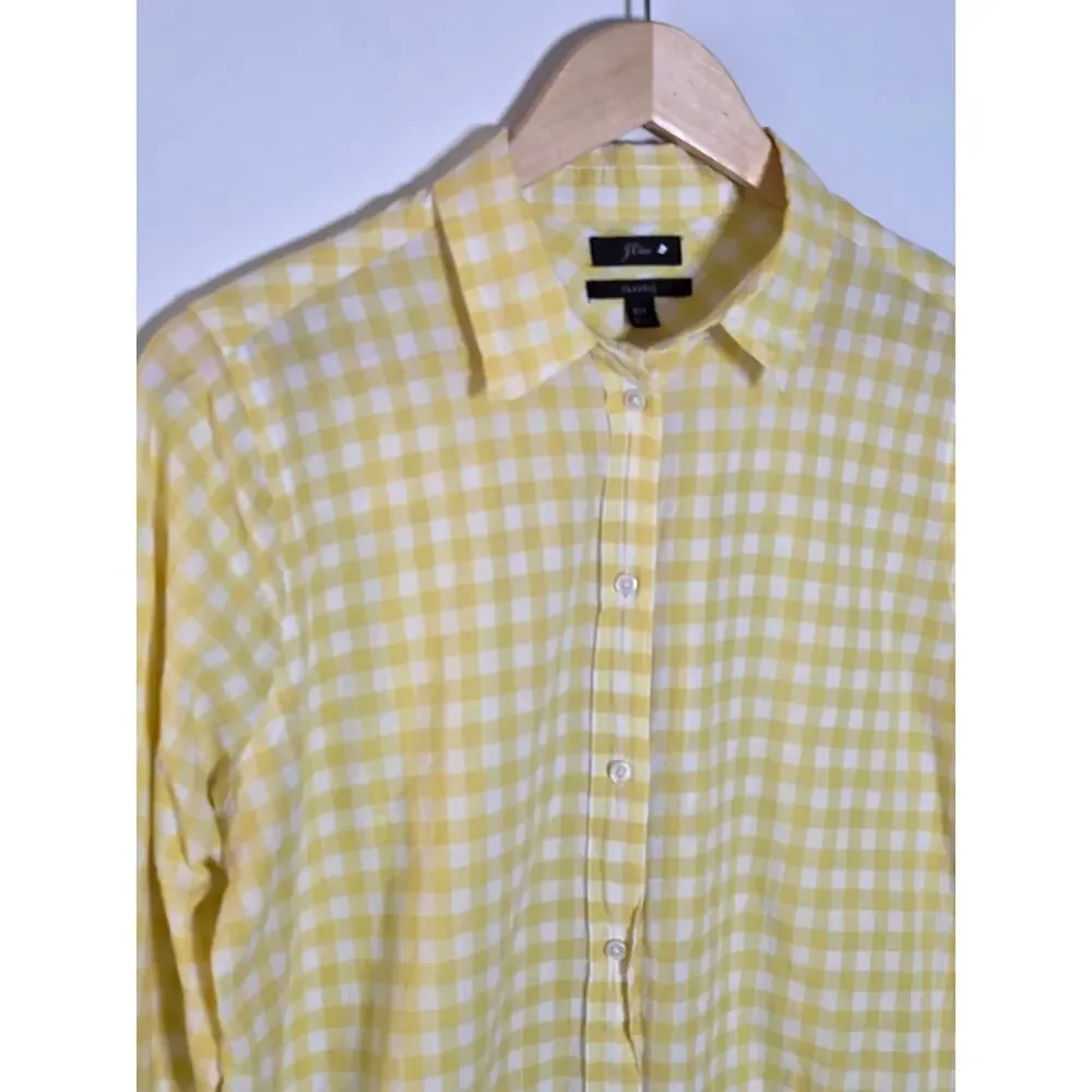 J. Crew classic Yellow Gingham Long-Sleeve Shirt Lightweight Button front casual